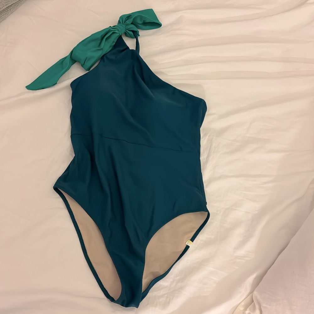 Summersalt side stroke with bow size 10 deep teal with light teal bow like new!